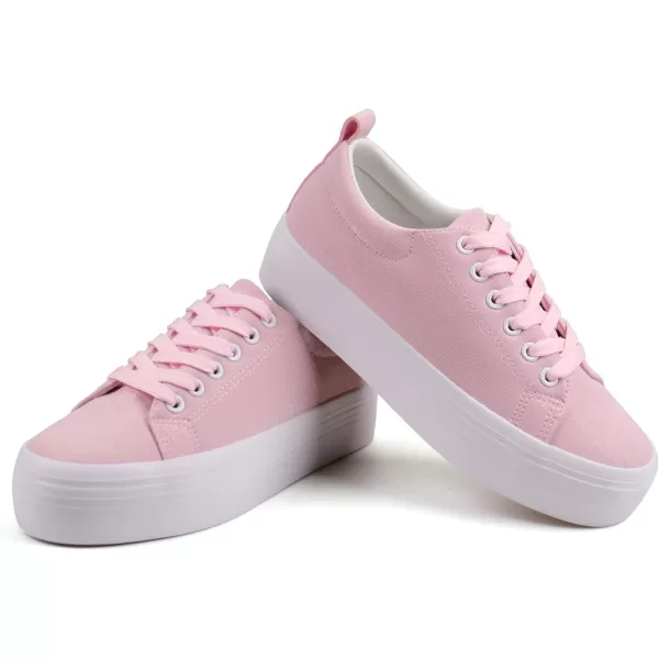 JABASIC Women Lace Up Platform Sneakers Comfortable Casual Fashion Sneaker Walking ShoesLt Pink