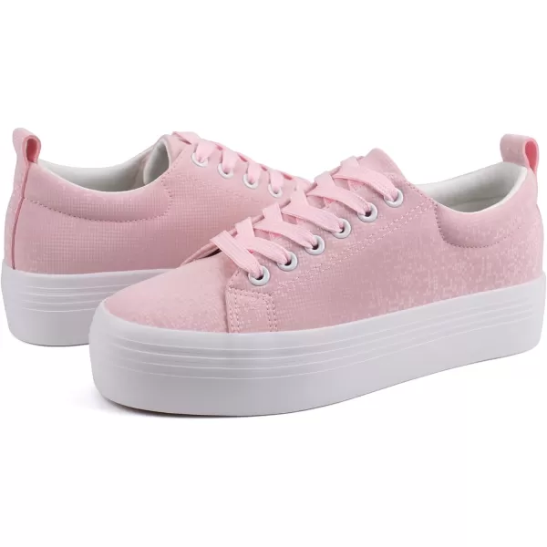 JABASIC Women Lace Up Platform Sneakers Comfortable Casual Fashion Sneaker Walking ShoesLt Pink