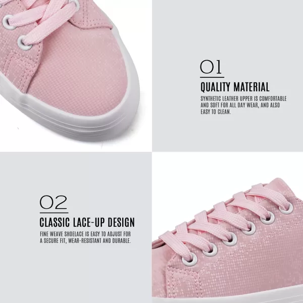 JABASIC Women Lace Up Platform Sneakers Comfortable Casual Fashion Sneaker Walking ShoesLt Pink