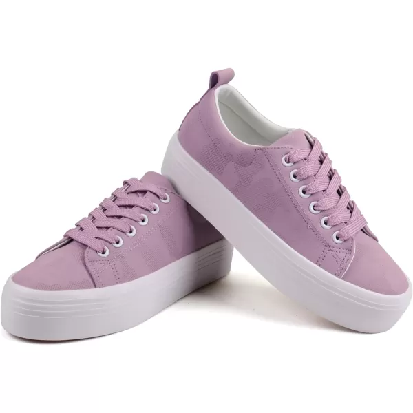 JABASIC Women Lace Up Platform Sneakers Comfortable Casual Fashion Sneaker Walking ShoesLt Purple