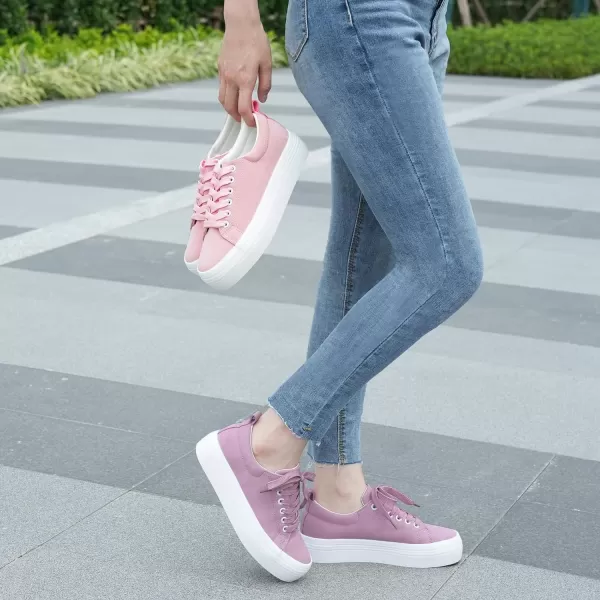 JABASIC Women Lace Up Platform Sneakers Comfortable Casual Fashion Sneaker Walking ShoesLt Purple