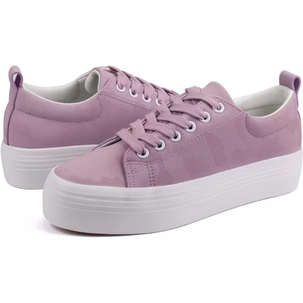 JABASIC Women Lace Up Platform Sneakers Comfortable Casual Fashion Sneaker Walking ShoesLt Purple