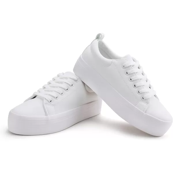 JABASIC Women Lace Up Platform Sneakers Comfortable Casual Fashion Sneaker Walking ShoesWhite