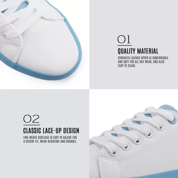 JABASIC Women Lace Up Platform Sneakers Comfortable Casual Fashion Sneaker Walking ShoesWhiteBlue