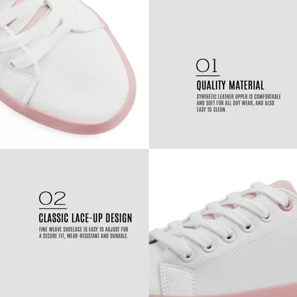 JABASIC Women Lace Up Platform Sneakers Comfortable Casual Fashion Sneaker Walking ShoesWhitePink