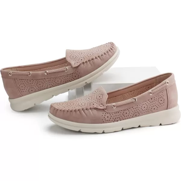 JABASIC Women Loafers Lightweight Slip on Flat Boat Shoes Comfortable Casual LoafersPink