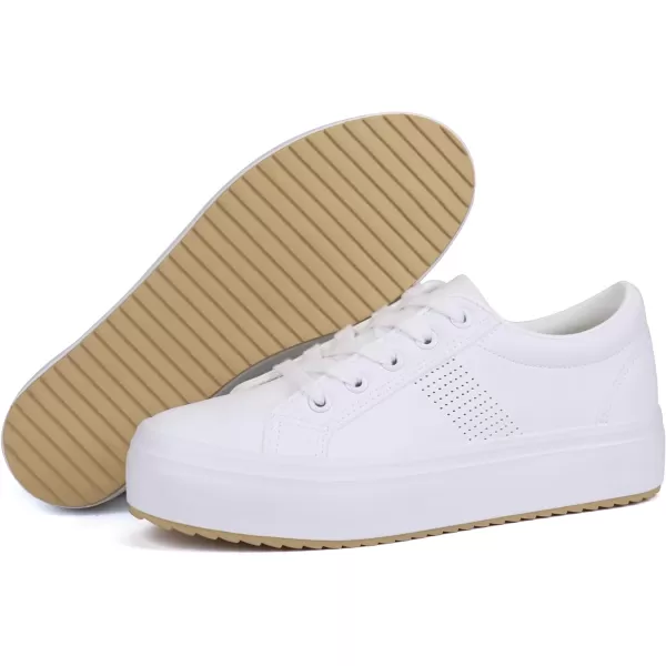 JABASIC Women Platform Sneakers Breathable Lace Up Fashion ShoesWhite