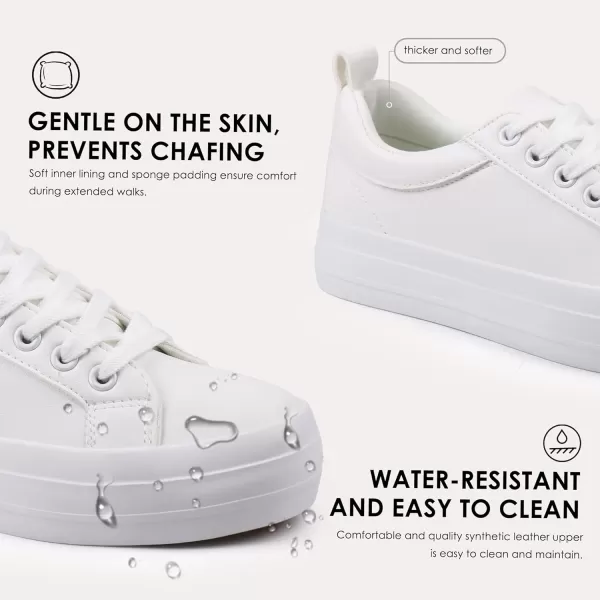 JABASIC Women Platform Sneakers Low Top Comfort LaceUp Fashion SneakersWhite