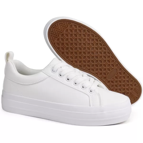 JABASIC Women Platform Sneakers Low Top Comfort LaceUp Fashion SneakersWhite