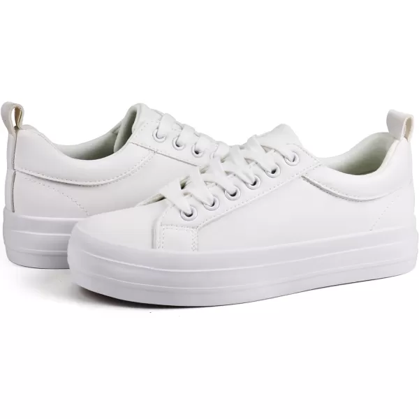 JABASIC Women Platform Sneakers Low Top Comfort LaceUp Fashion SneakersWhite