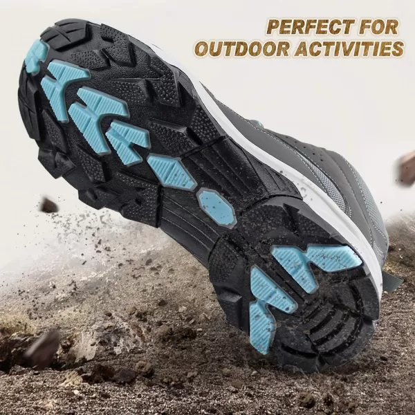 JABASIC Womens Mid Hiking Boots Lightweight Outdoor Trekking ShoesGreyBlue