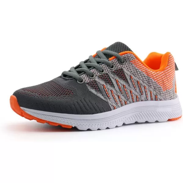 JABASIC Women Casual Breathable Running Sneakers Lightweight Tennis ShoesGreyOrange