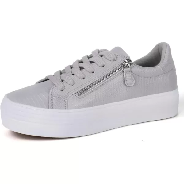 JABASIC Women Lace Up Platform Sneakers Casual Walking Shoes Low top Fashion SneakersGrey