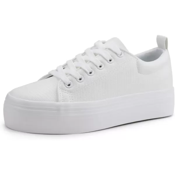 JABASIC Women Lace Up Platform Sneakers Comfortable Casual Fashion Sneaker Walking ShoesAll White