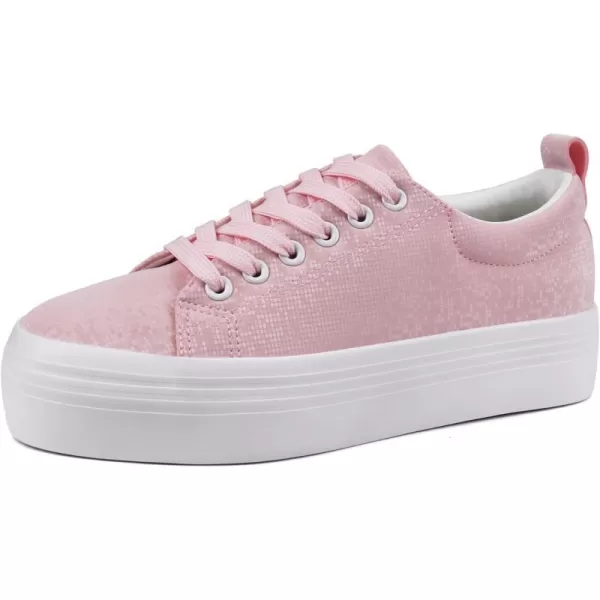 JABASIC Women Lace Up Platform Sneakers Comfortable Casual Fashion Sneaker Walking ShoesLt Pink