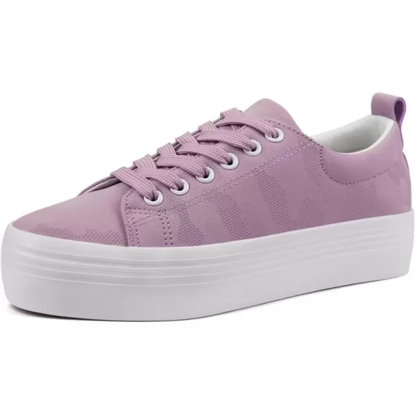 JABASIC Women Lace Up Platform Sneakers Comfortable Casual Fashion Sneaker Walking ShoesLt Purple