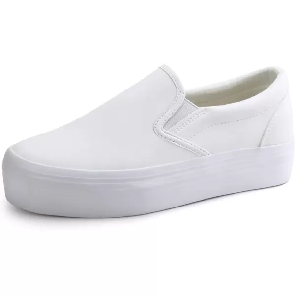 JABASIC Women Slipon Platform Loafers Casual Comfortable Loafer ShoesWhite