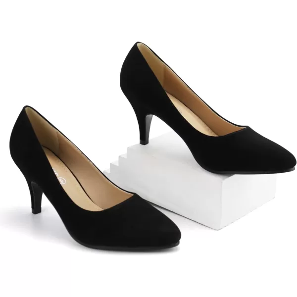 JABASIC Women Low Heel Dress Pump Shoes Pointed Toe Office ShoesBlackNubuck