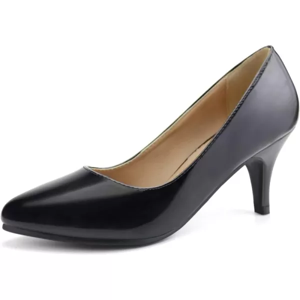 JABASIC Women Low Heel Dress Pump Shoes Pointed Toe Office ShoesBlackPatent