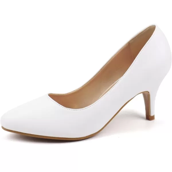 JABASIC Women Low Heel Dress Pump Shoes Pointed Toe Office ShoesWhite