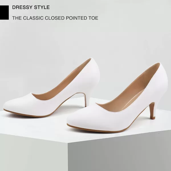 JABASIC Women Low Heel Dress Pump Shoes Pointed Toe Office ShoesWhite