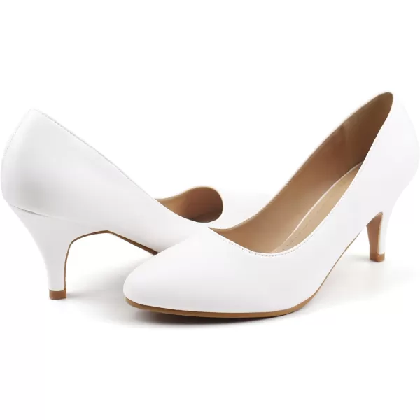 JABASIC Women Low Heel Dress Pump Shoes Pointed Toe Office ShoesWhite