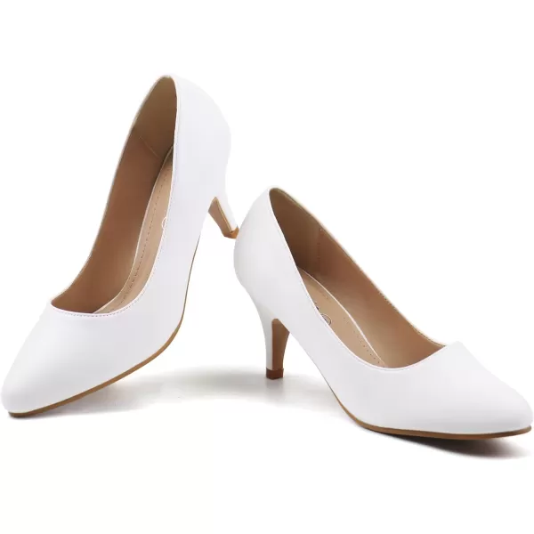 JABASIC Women Low Heel Dress Pump Shoes Pointed Toe Office ShoesWhite