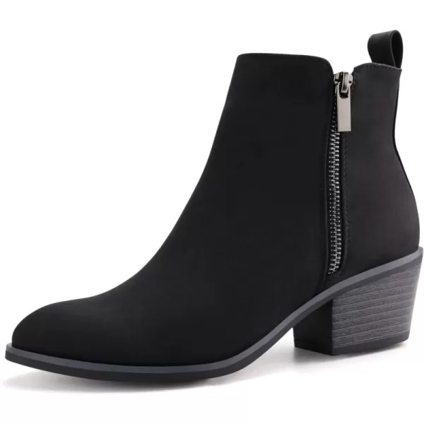 JABASIC Women Ankle Boots Side Zipper Booties Low Heel Dress BootsBlack Nubuck