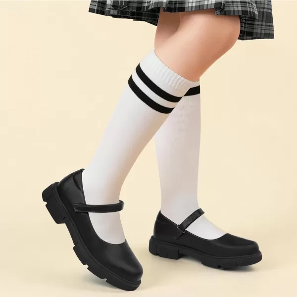 JABASIC Girls School Uniform Shoes Comfortable Mary Jane FlatsBlack