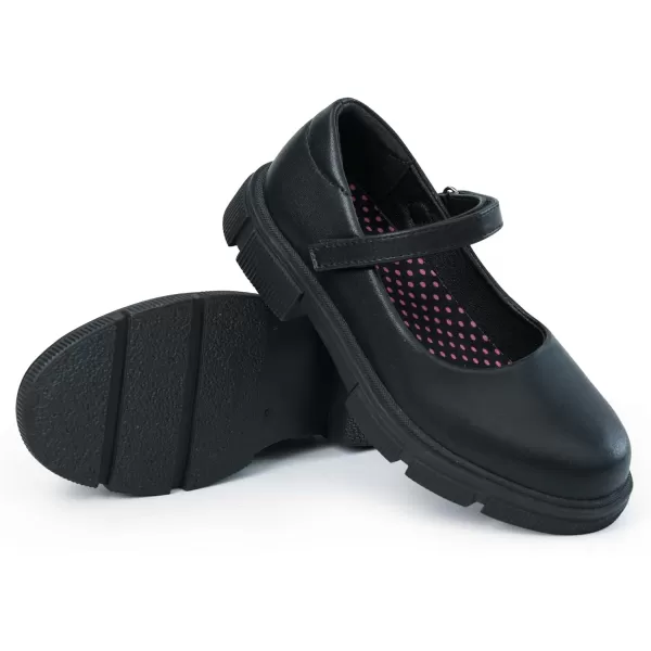 JABASIC Girls School Uniform Shoes Comfortable Mary Jane FlatsBlack