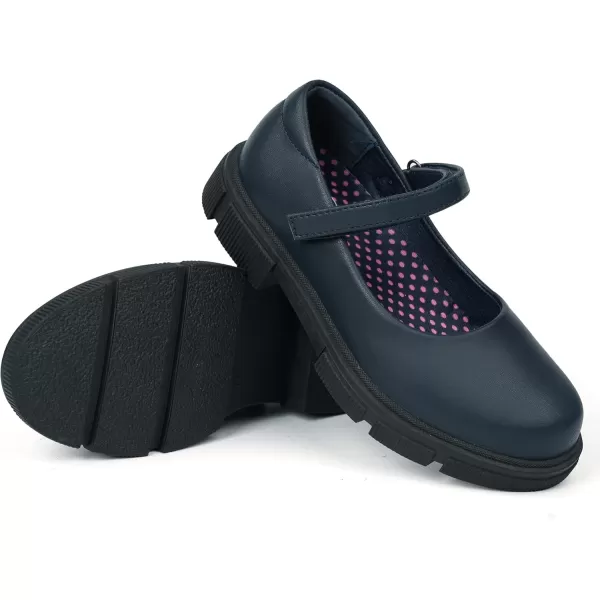 JABASIC Girls School Uniform Shoes Comfortable Mary Jane FlatsNavy