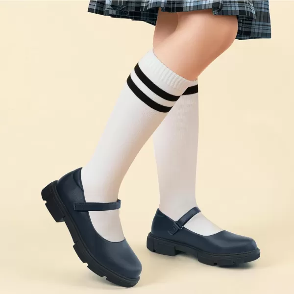 JABASIC Girls School Uniform Shoes Comfortable Mary Jane FlatsNavy