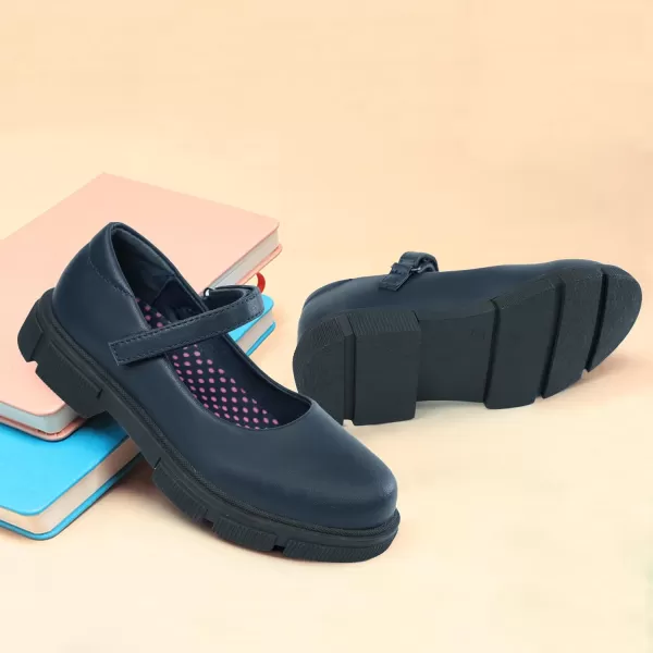 JABASIC Girls School Uniform Shoes Comfortable Mary Jane FlatsNavy