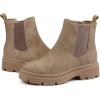 imageJABASIC Women Chelsea Boots Low Heel Elastic Ankle Boots 10Army GreenTaupe