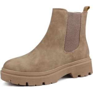imageJABASIC Women Chelsea Boots Low Heel Elastic Ankle Boots 10Army GreenTaupe