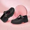 imageJABASIC Girls School Uniform Dress Shoes TStrap Mary Jane FlatsBlack Pu