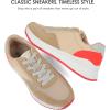 imageJABASIC Women Fashion Sneakers Breathable LaceUp Tennis Running Shoes Comfortable Walking ShoesKhakiPink