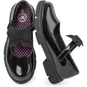 imageJABASIC Girls Mary Jane School Shoes Black Uniform Dress Flats Wedding Party ShoesBlack Patent