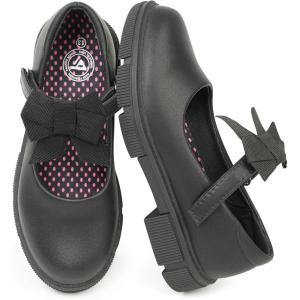 imageJABASIC Girls Mary Jane School Shoes Black Uniform Dress Flats Wedding Party ShoesBlack Pu