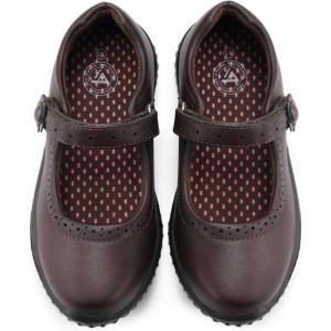imageJABASIC Girls Mary Jane School Uniform ShoesBrown Pu