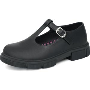 imageJABASIC Girls School Uniform Dress Shoes TStrap Mary Jane FlatsBlack Pu