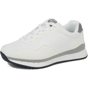 imageJABASIC Women Fashion Sneakers Breathable LaceUp Tennis Running Shoes Comfortable Walking ShoesWhite