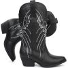 imageJABASIC Womens Mid Calf Western Cowboy Boots Pointed Toe Sequin Embroidered Chunky Heel Cowgirl BootiesBlack
