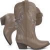 imageJABASIC Womens Mid Calf Western Cowboy Boots Pointed Toe Sequin Embroidered Chunky Heel Cowgirl BootiesKhaki