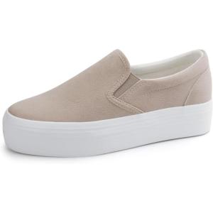 imageJABASIC Women Slipon Platform Loafers Casual Comfortable Loafer ShoesBeige
