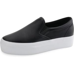 imageJABASIC Women Slipon Platform Loafers Casual Comfortable Loafer ShoesBlack