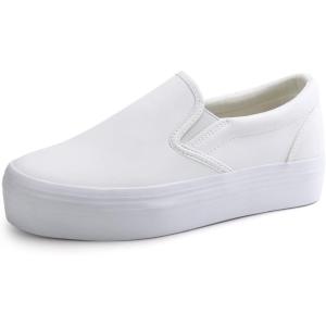 imageJABASIC Women Slipon Platform Loafers Casual Comfortable Loafer ShoesWhite