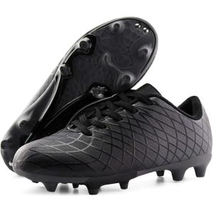 imageJABASIC Kids Outdoor Soccer Cleats Athletic Firm Ground Football ShoesBlack