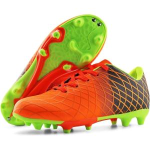 imageJABASIC Kids Outdoor Soccer Cleats Athletic Firm Ground Football ShoesOrange