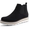 imageJABASIC Womens Chelsea Elastic Ankle Boots Waterproof Flat BootsBlack